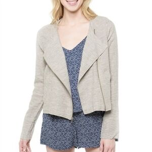 Jack by BB Dakota Isobell Linen Blend Moto Jacket Women's Size S Beige/Taupe